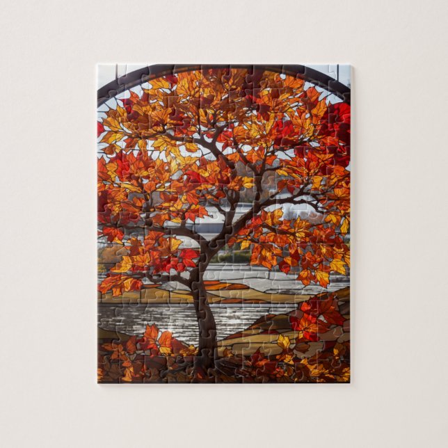 Stained Glass Maple Tree Jigsaw Puzzle (Vertical)