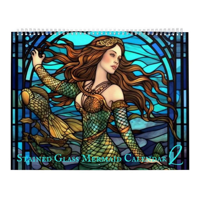 Stained Glass Mermaid 2 Calendar (Cover)