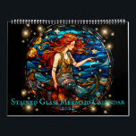Stained Glass Mermaid Calendar<br><div class="desc">Beautiful stained glass mermaid 2024 calendar features 12 months of stunning artwork featuring mermaids in underwater and seaside settings. Includes depictions of fish,  sea turtles,  and other wildlife. Colourful,  classic,  vintage feel illustrations of mythical fantasy creatures. Makes a perfect Christmas gift for those into the mermaidcore aesthetic.</div>