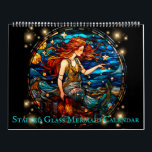 Stained Glass Mermaid Calendar<br><div class="desc">Beautiful stained glass mermaid calendar features 12 months of stunning artwork featuring mermaids in underwater and seaside settings. Includes depictions of fish, sea turtles, and other wildlife. Colourful, classic, vintage feel illustrations of mythical fantasy creatures. Makes a perfect Christmas gift for those into the mermaidcore aesthetic. Calendar can be customised...</div>
