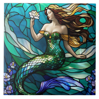 Stained Glass Mermaid Tile