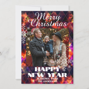 Stained Glass Misty Photo Multicolors Holiday Card
