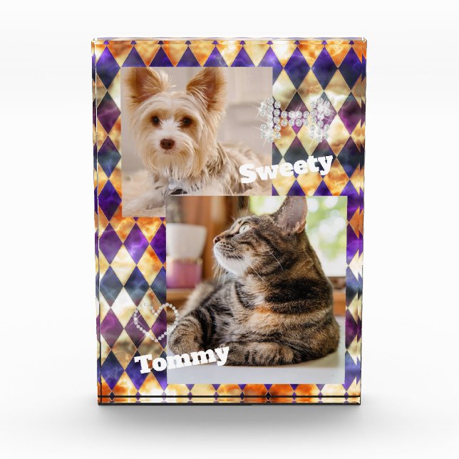 Stained Glass Misty Purple Gold Photo Block (Front)