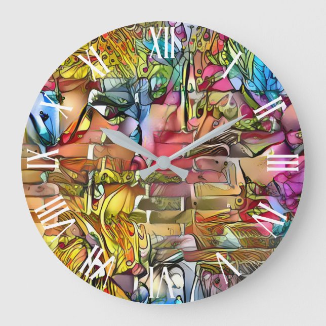 Stained Glass Modern Art Collection Large Clock (Front)