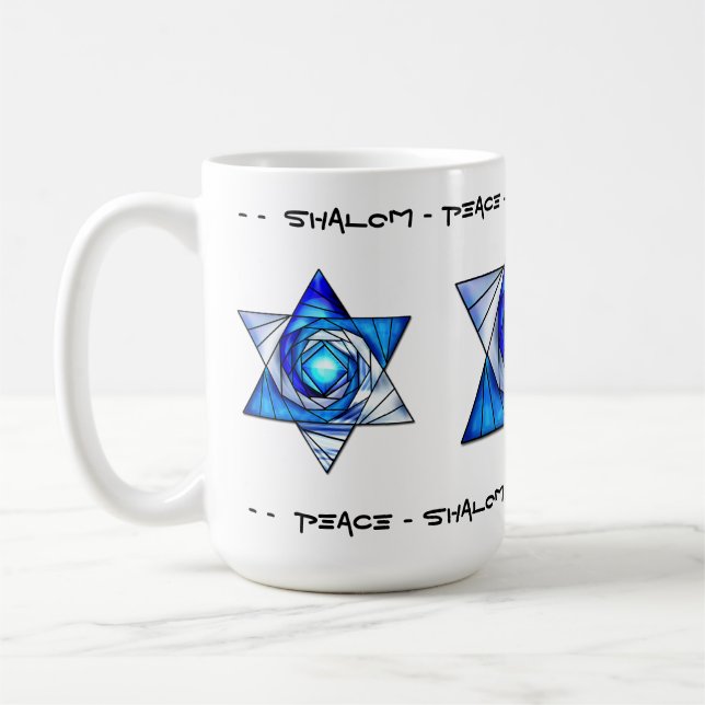 Stained Glass Mogen David (Personalised) Coffee Mug (Left)