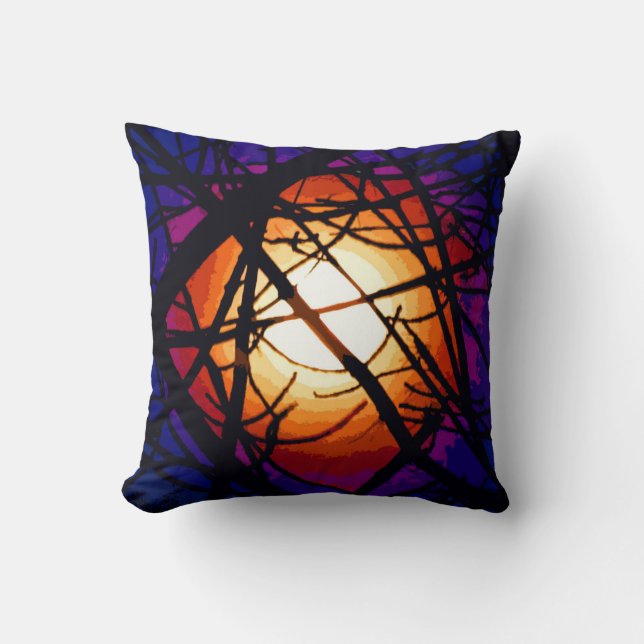 Stained Glass Moon Abstract Cushion (Front)