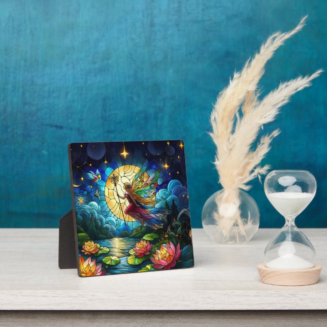 Stained Glass Moonlight Flight Fairy  Plaque (Insitu)