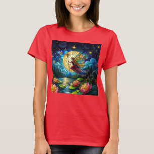Stained Glass Moonlight Flight Fairy  T-Shirt