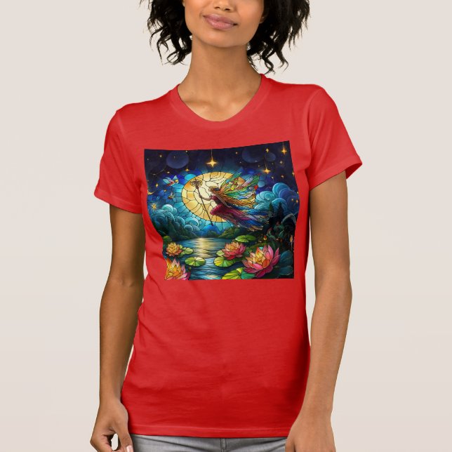 Stained Glass Moonlight Flight Fairy  T-Shirt (Front)