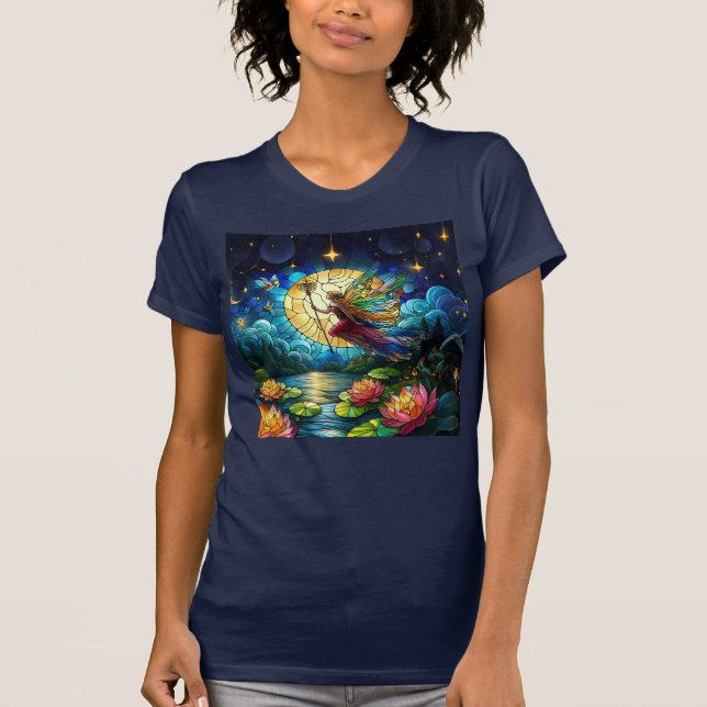 Stained Glass Moonlight Flight Fairy  T-Shirt (Front)