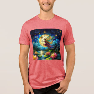 Stained Glass Moonlight Flight Fairy  Tri-Blend Shirt