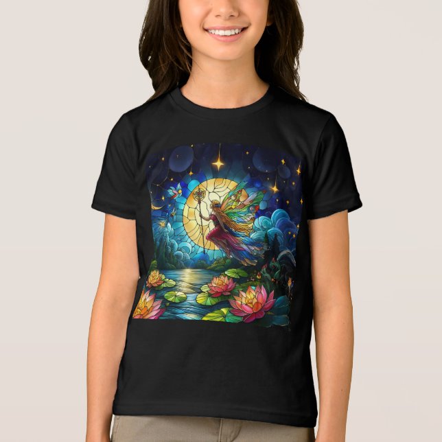 Stained Glass Moonlight Flight Fairy  Tri-Blend Shirt (Front)