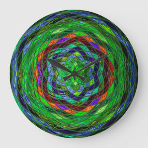 Stained Glass Mosaic Abstract #4 Large Clock