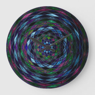 Stained Glass Mosaic Abstract Large Clock