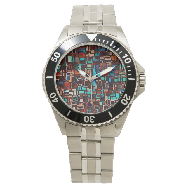 stained glass mosaic abstract watch (Front)