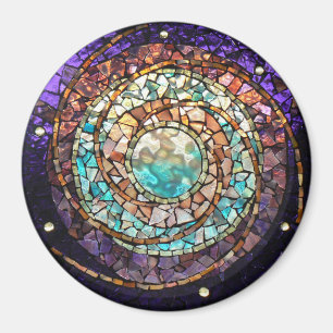 Stained Glass Mosaic Magnet "Water Planet"