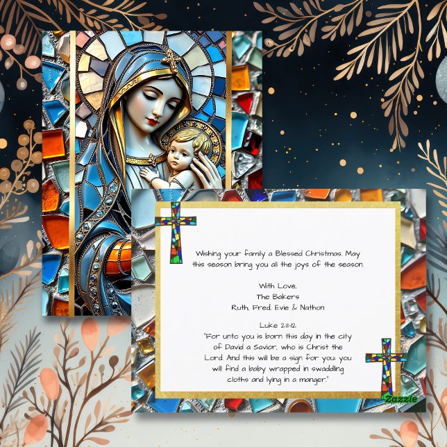 Stained Glass Mosaic | Mary and Jesus Christmas Postcard (Creator Uploaded)