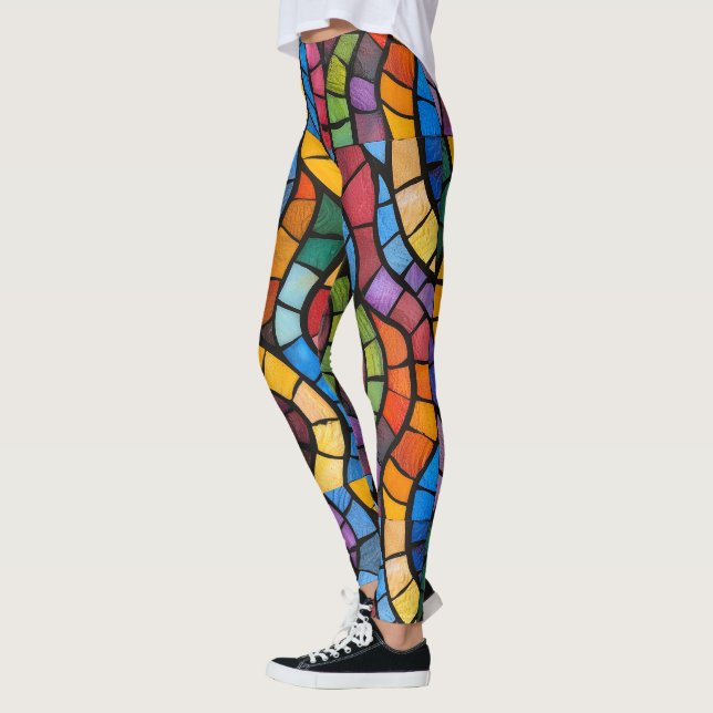 Stained Glass Mosaic Pop Fashion Leggings (Left)