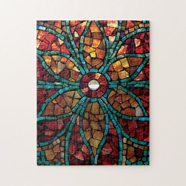 Stained Glass Mosaic Puzzle "Autumn Flower" (Vertical)