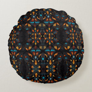 Stained Glass Mosaic Window Effect  Round Cushion