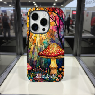 Stained Glass Mushroom Light Path iPhone 16 Pro Case