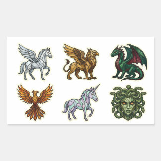 Stained Glass Mythical Creatures Sticker Set