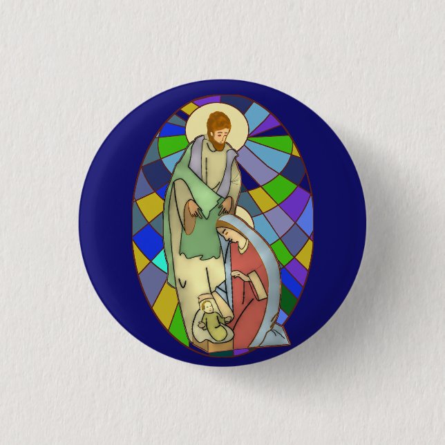 Stained Glass Nativity  3 Cm Round Badge (Front)