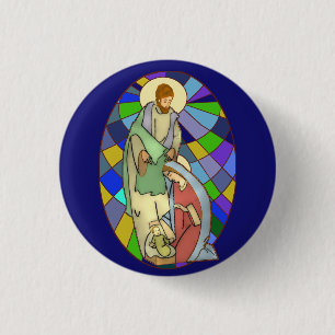 Stained Glass Nativity  3 Cm Round Badge