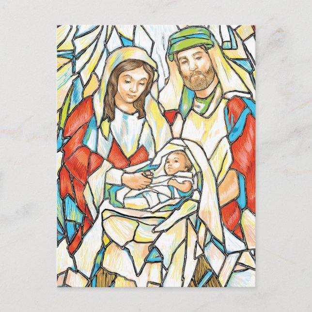 Stained Glass Nativity Painting Postcard (Front)
