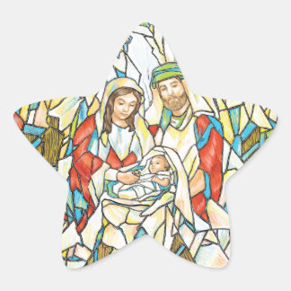 Stained Glass Nativity Painting Star Sticker