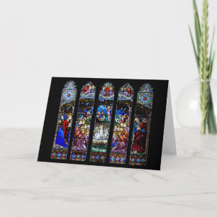 Stained Glass Nativity Scene Holiday Card
