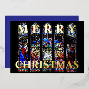 Stained Glass Nativity Scene Merry Christmas