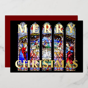 Stained Glass Nativity Scene Merry Christmas