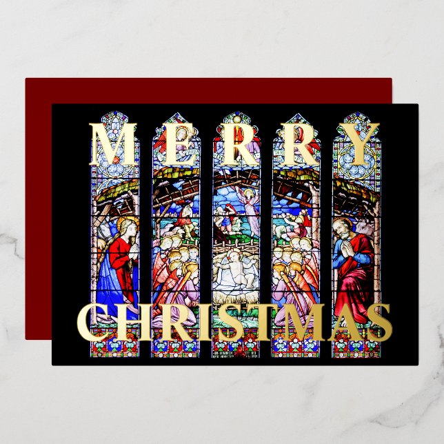Stained Glass Nativity Scene Merry Christmas (Front/Back)
