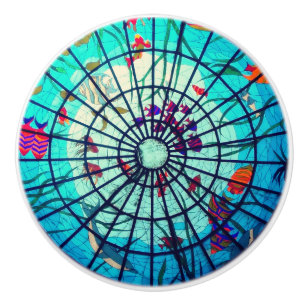 Stained glass ocean ceramic knob