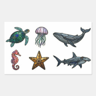 Stained Glass Ocean Life Stickers