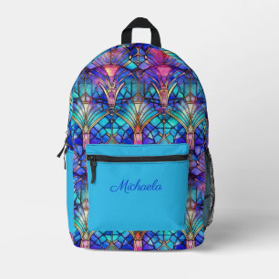 Stained Glass on Turquoise ver.# 2 - Personalised Printed Backpack