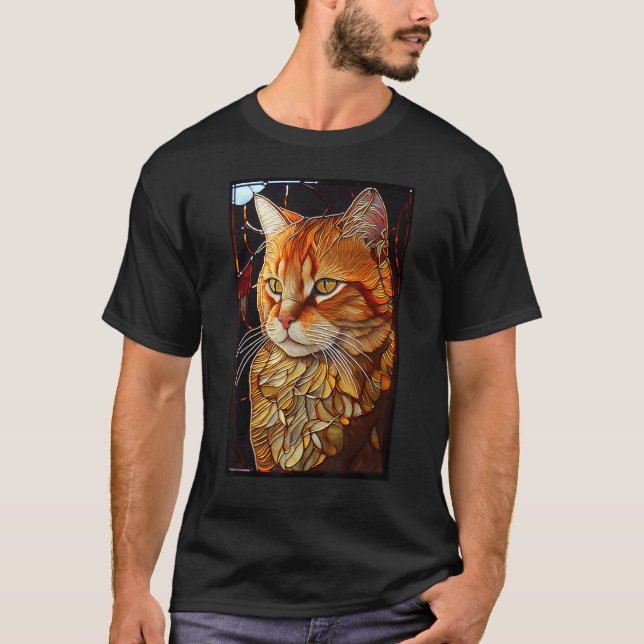 Stained Glass Orange Cat T-Shirt (Front)