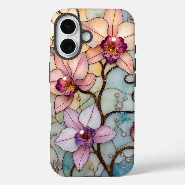 Stained Glass Orchid Flowers  Case-Mate iPhone Case (Back)