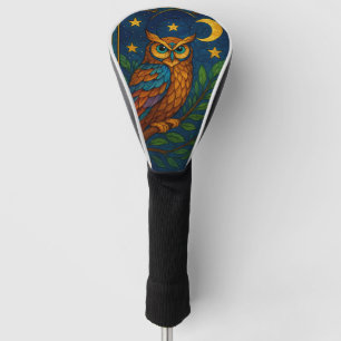 Stained Glass Owl Under the Moon and Stars Golf Head Cover