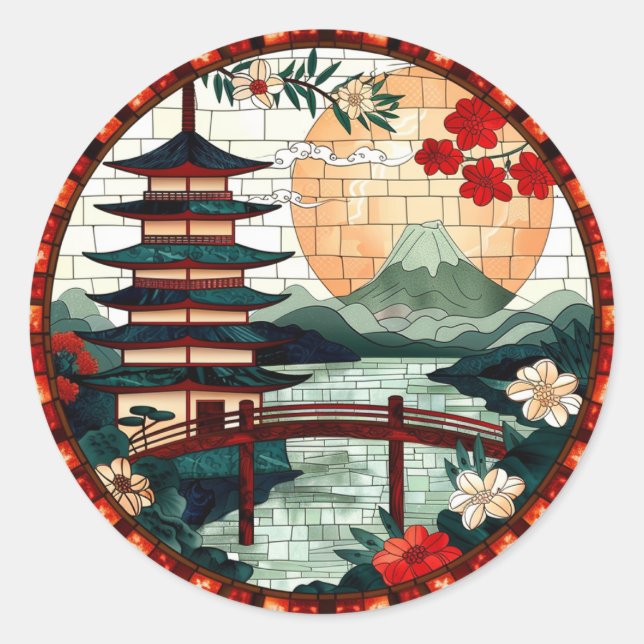 Stained glass pagoda sticker (Front)