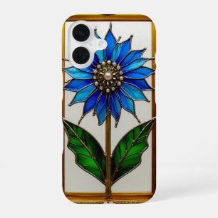 Stained Glass Panel with Vibrant Flower iPhone 16 Case