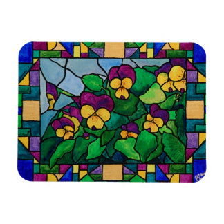 Stained Glass Pansies Magnet