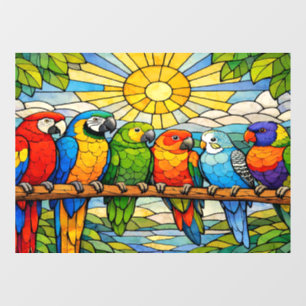 Stained-Glass Parrots Home Window or Wall Decal