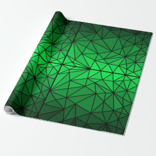 Stained glass pattern 01.Green.Black Line BG Wrapping Paper