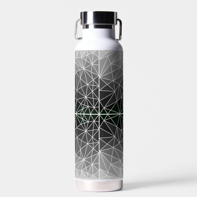 Stained glass pattern 03.Grey.Offwhite Line BG Water Bottle (Front)