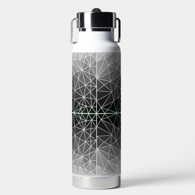 Stained glass pattern 03.Grey.Offwhite Line BG Water Bottle (Front)