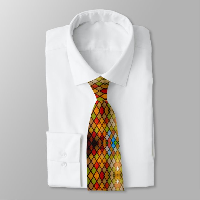 Stained Glass Pattern Church Tie (Tied)