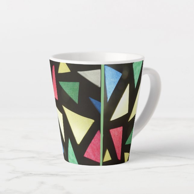 Stained Glass Pattern Cust. Green Latte Mug (Right Angle)