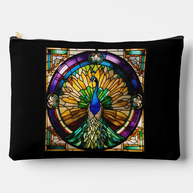 Stained Glass Peacock Accessory Pouch (Front)
